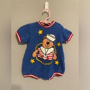 Vintage kids sailor bear bubble romper‎ size 18 month